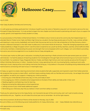 Welcome Letter
